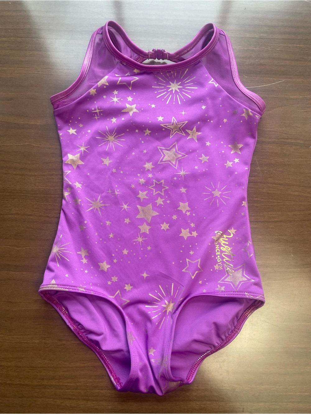 Justice Purple & Gold Star-Print Leotard